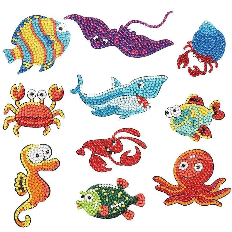 

DIY Animals Kids Round Diamond Stickers Full Drill Diamond Painting Kits