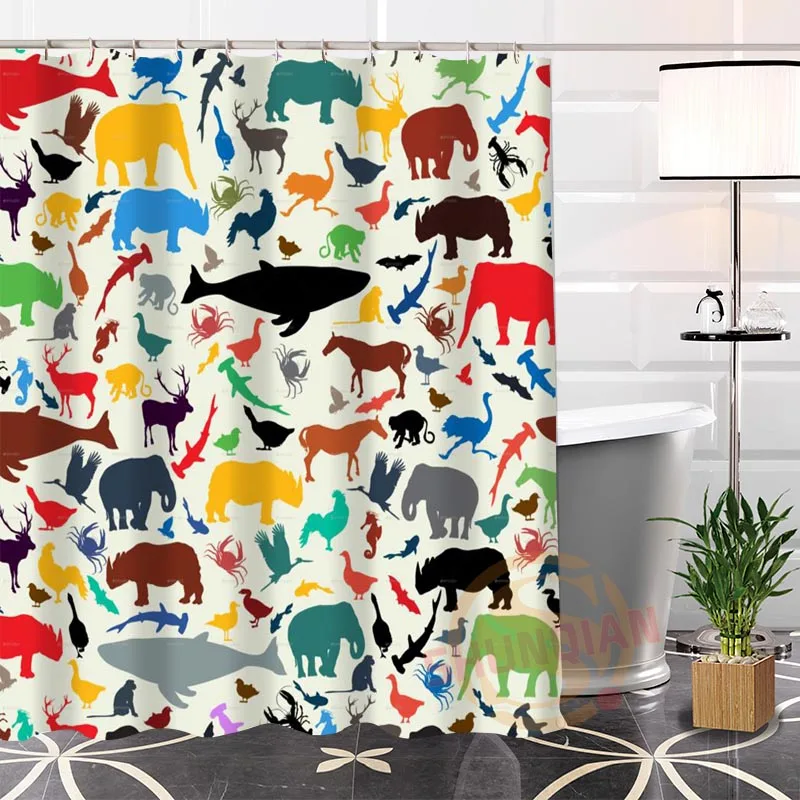 100 Polyester Custom Popular Animal silhouette Fabric Modern Shower