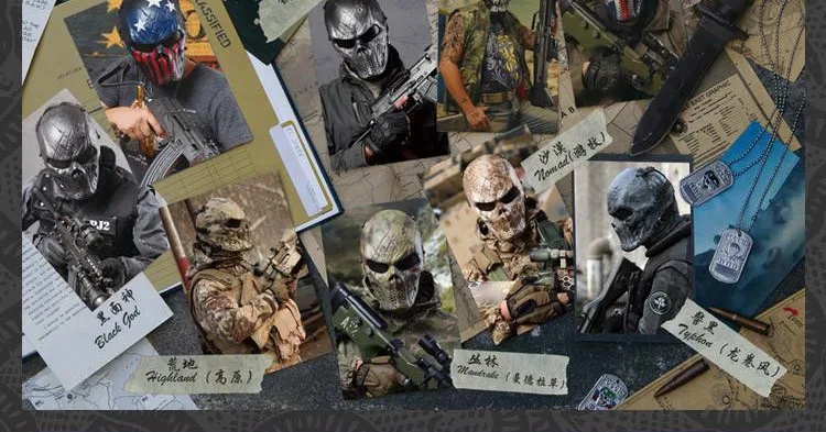 Открытый Wargame CS военный камуфляж тактический страйкбол Пейнтбол полная защита лица Хэллоуин косплей ужас SWAT Череп маски