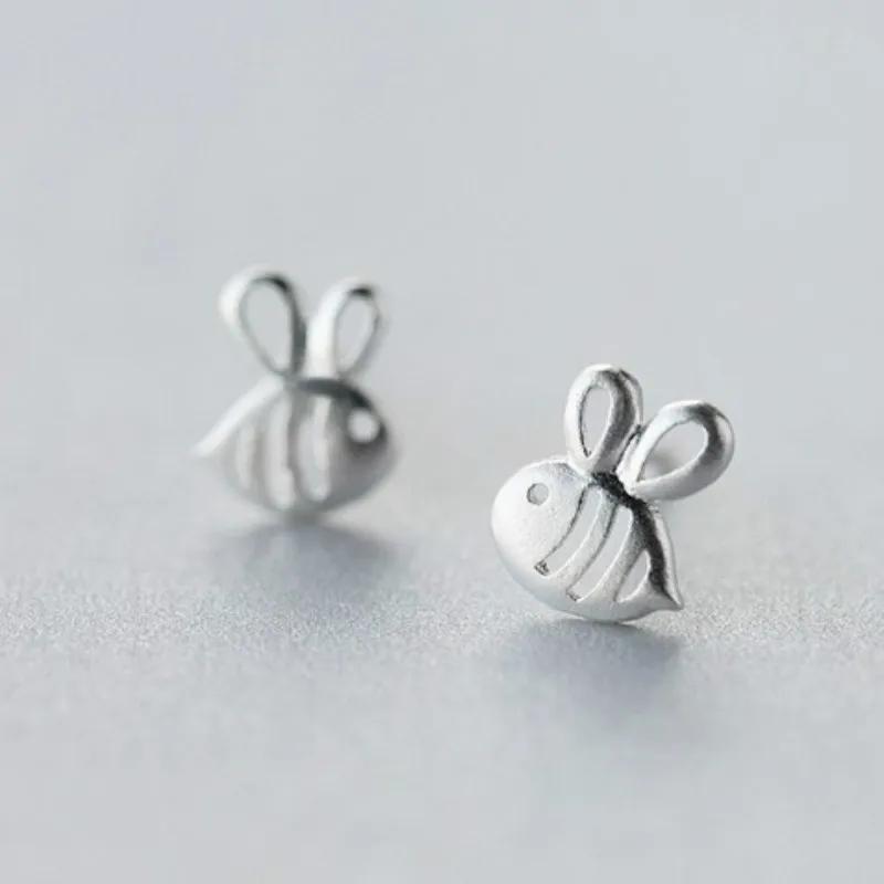 925-Sterling-Silver-Prevent-Allergy-7mmX8mm-Hollow-Bees-Stud-Earrings-for-Women-Wedding-Earrings-Jewelry-Pendientes