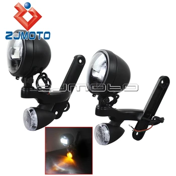 

Motorcycle LED Turn Signal Spotlight Fog Passing Lights For Harley Electra Glide Road King FLHX Auxiliary Light Bracket Kit