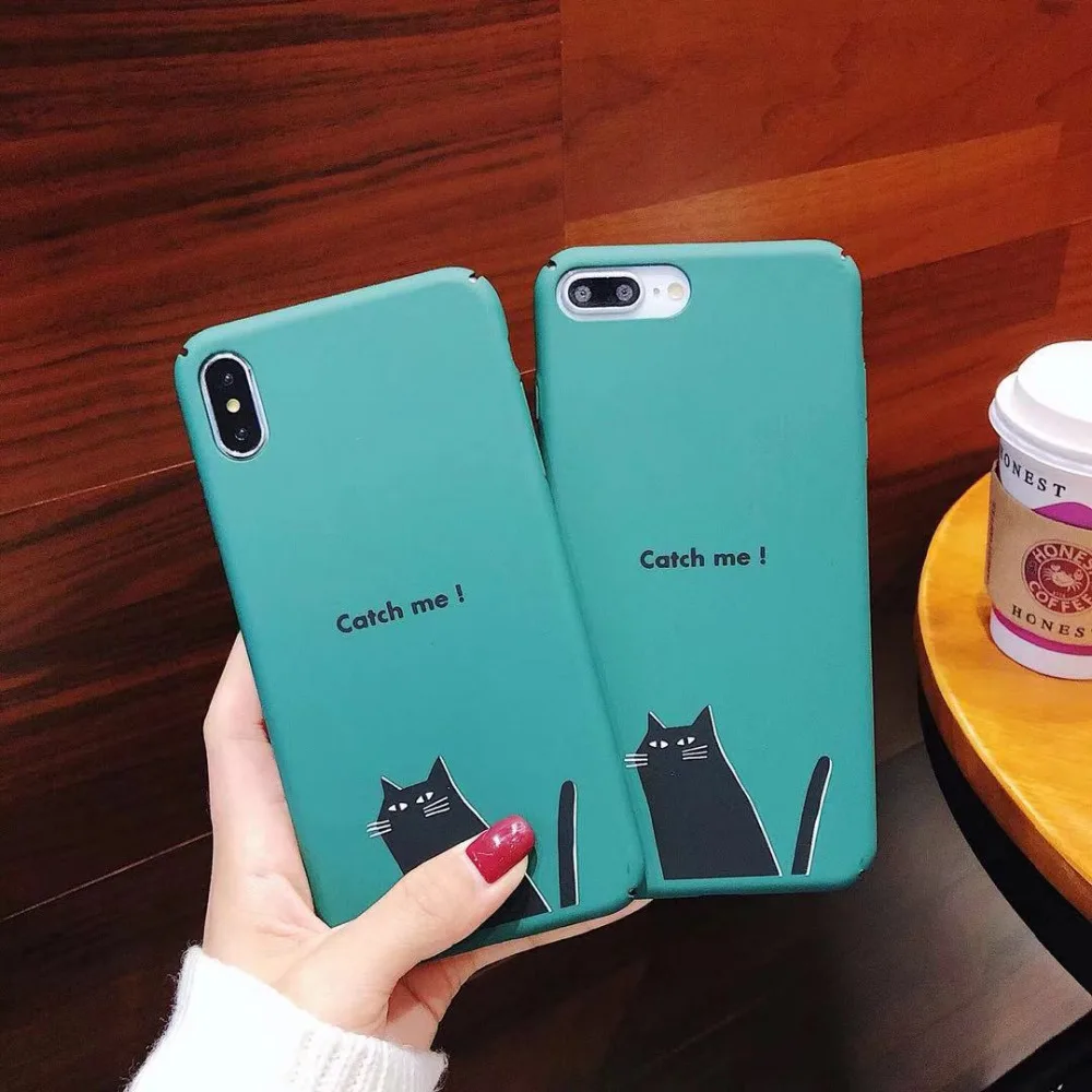 Zxtrby Cute Cat Phone Case For iphone 6 6S Plus 7 8 X XR XS Max fashon Matte Hard PC Cartoon Mobile Back Cover Capa |