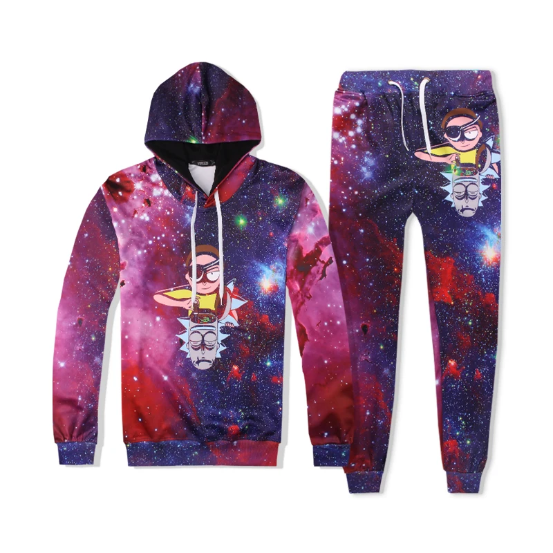 

Rick and Morty Unisex Hoodies Suits Men's Sweatshirt Joggers Funny Animal Print Set 2019 Fall Winter Unisex 3d Tracksuit Pants