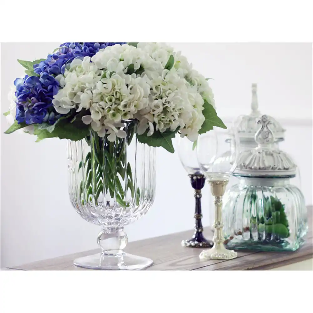 Classic Neoclassical Diamond Tall Glass Vase Transparent