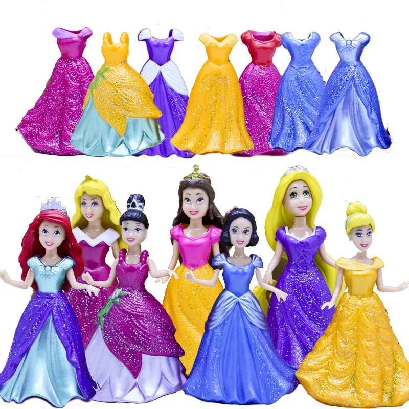 14pcs/lot Princess Action Figure mini doll little kingdom magiclip