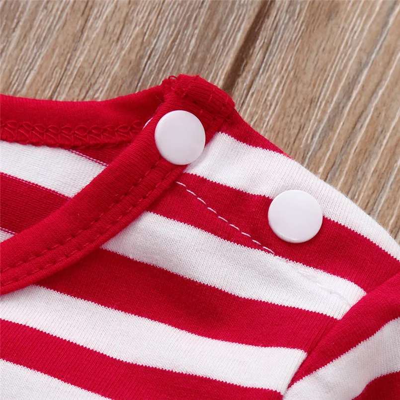 Baby Fashion Toddler Infant Baby Boys Girls Christmas Deer Striped Romper Jumpsuit Outfits romper do beb menina #15O22 (3)