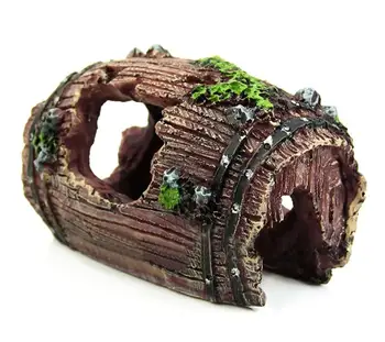 

2015 Aquarium Fish Tank Decor Broken Barrel Ornament Cave Landscaping Decoration