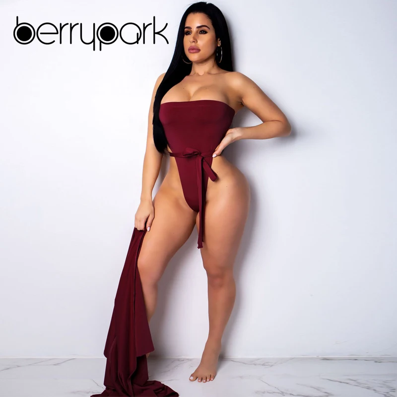 

BerryPark Long Sleeve Cover Up + Bandage Bodysuit 2 Piece Set Swimwear 2019 NEW Summer Women Swim Suit Beach Wear Drop Shipping