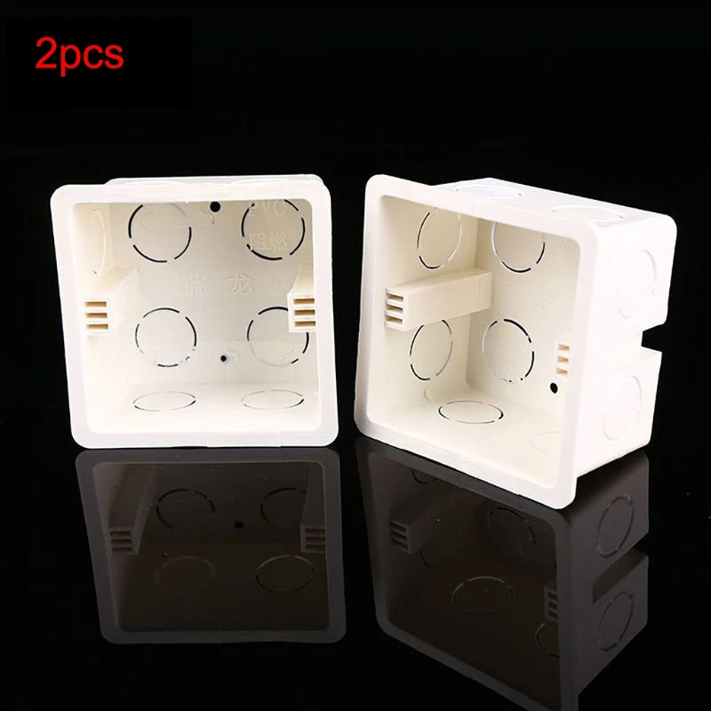 1pcs 86 Type Junction Box Surface Mount Bottom Wall Switch Socket Trough White PVC Box 86*86*50mm