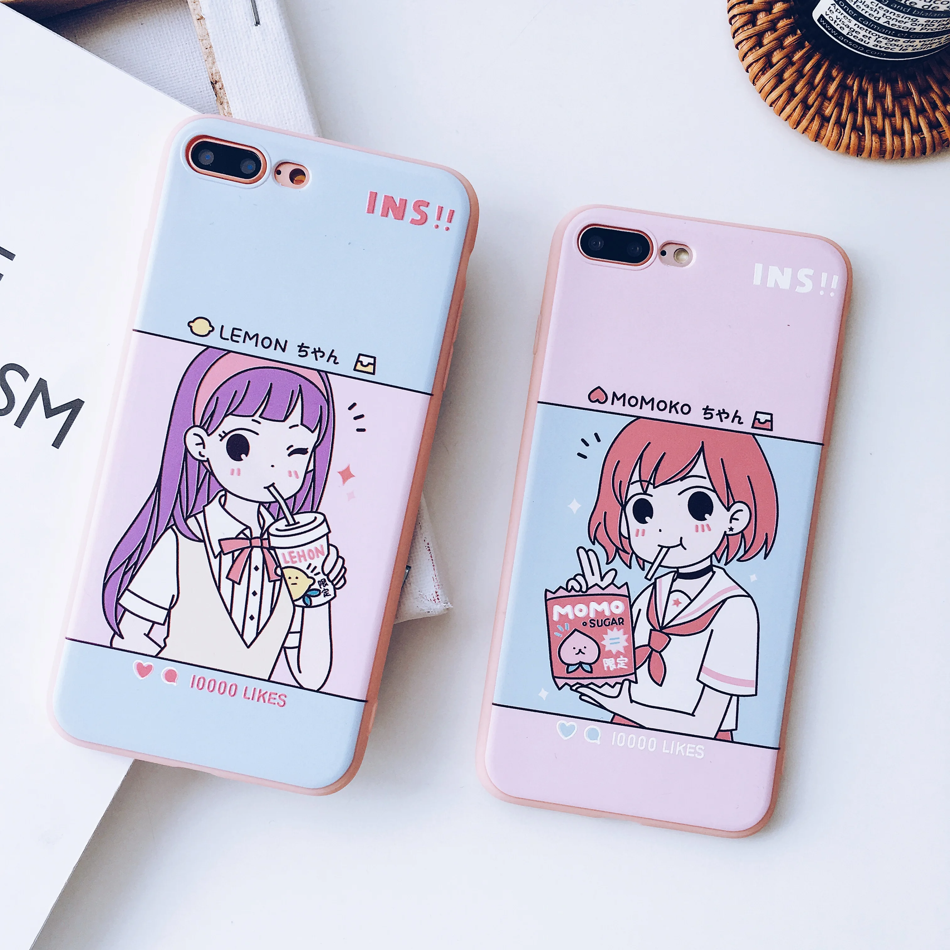 

Phone Case For iphone 7 6 6S 6/7/8 plus 8 Matte Case Cover For iphone X XS 6Plus 6Splus Funny Cute Girl Pattern Cases