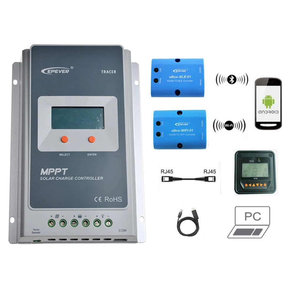 Tracer 4210A 40A MPPT Solar Charge Controller 12V 24V Auto Switch LCD Solar Panel Battery Regulator Charge Controller Max 520W Tracer 4210A 40A MPPT Solar Charge Controller 12V 24V Auto Switch LCD Solar Panel Battery Regulator Charge Controller Max 520W