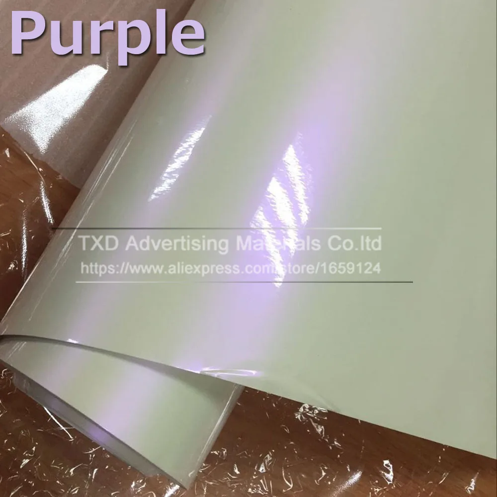 

10/20/30/40/50/60x152CM/Lot White to Purple Chameleon pearl Wrap Film with air free bubbles Glossy white chameleon Vinyl Film