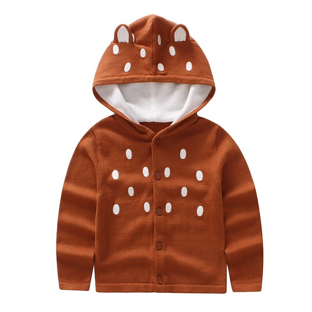 2-7T хлопковый свитер для мальчиков и девочек, кардиганы, осенне-зимнее Детское пальто с капюшоном, детская одежда, вязаная одежда 3456