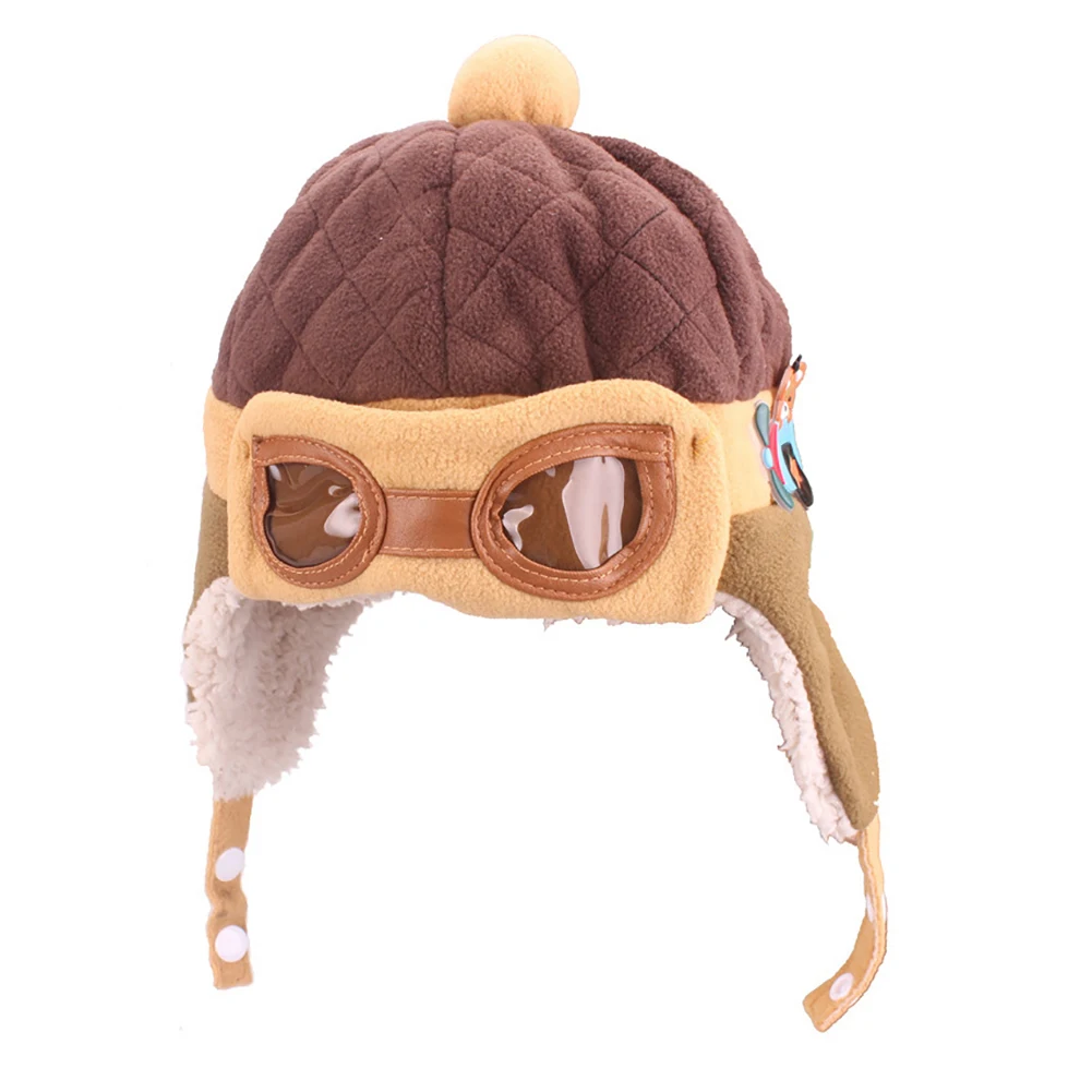 Зимние милые детские очки для маленьких мальчиков и девочек, дизайнерские шапочки с наушниками, шлем летчика