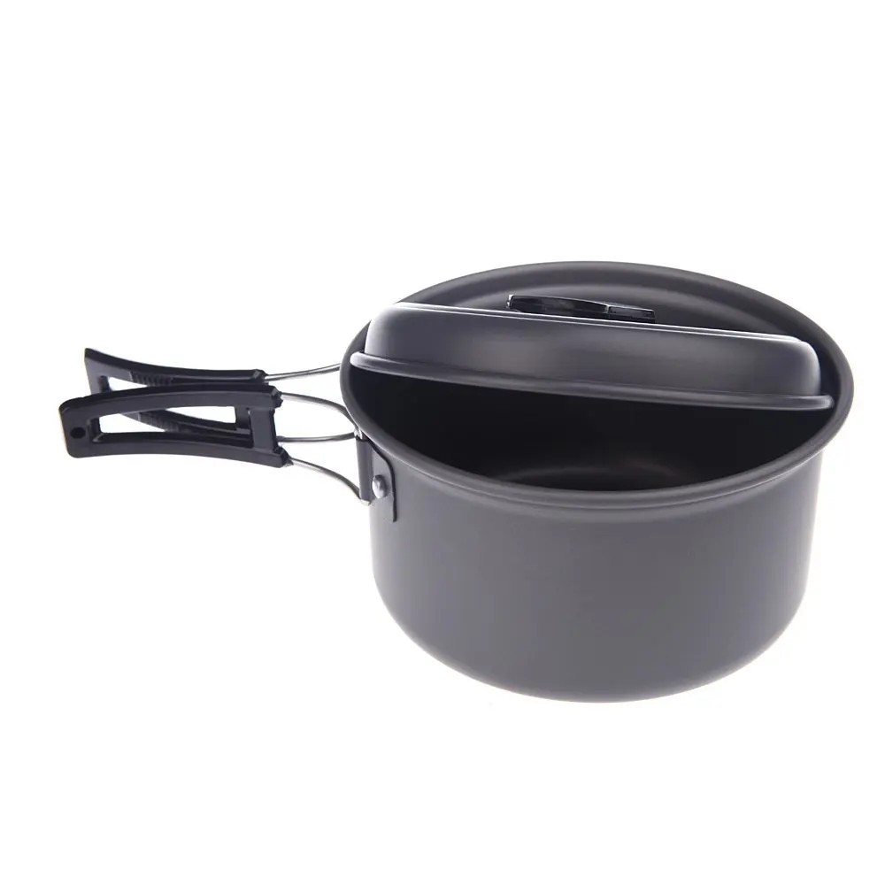 

SZ-LGFM-Portable Outdoor Cooking Camping Pot Anodised Aluminum Foldable Handles Non-stick Cookware Utensil Picnic Hiking