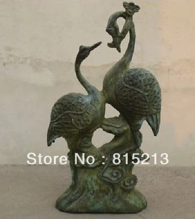 

Chinese Oriental Vintage Handwork Bronze Carving Pair Crane Statue 19*10CM