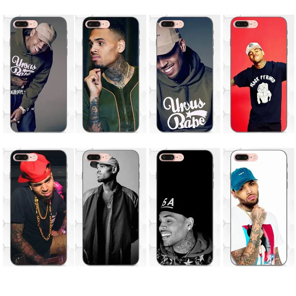 Мягкий разноцветный чехол из ТПУ с изображением Криса коричневого Breezy сделай сам