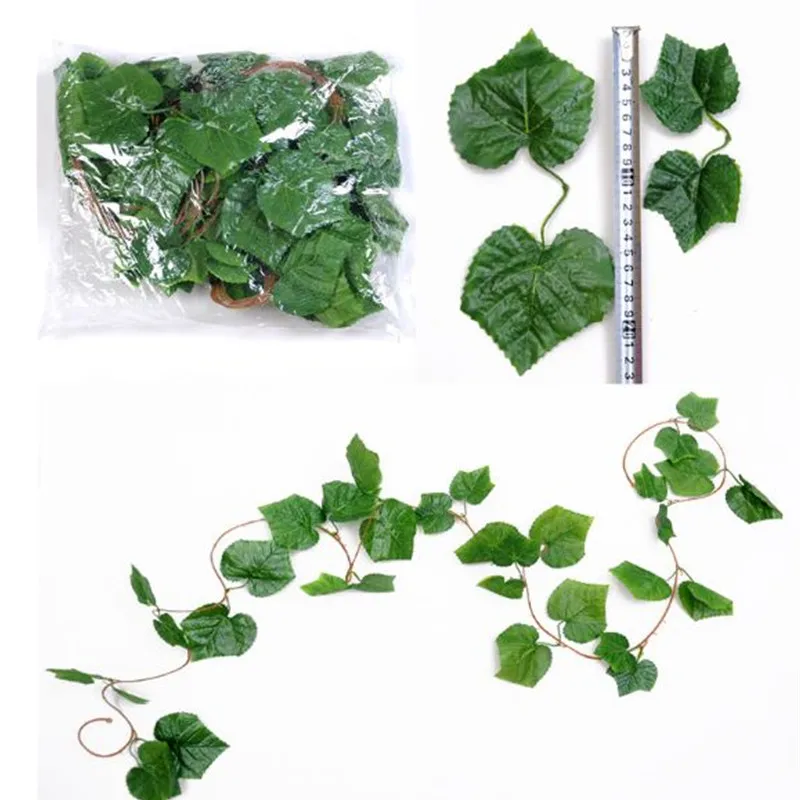 

5Pcs/lot 2.2M Artificial Plant Fake Garland Silk Grape Leaves Red Maple Leaves Vine Rattan Leaf for Home Garden Party Decor