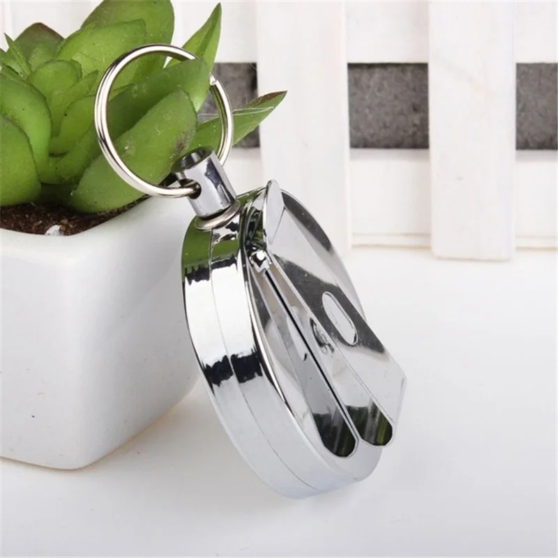 Retractable Metal Key Ring Holder Steel Recoil Ring Belt Clip Pull Keychain (5)