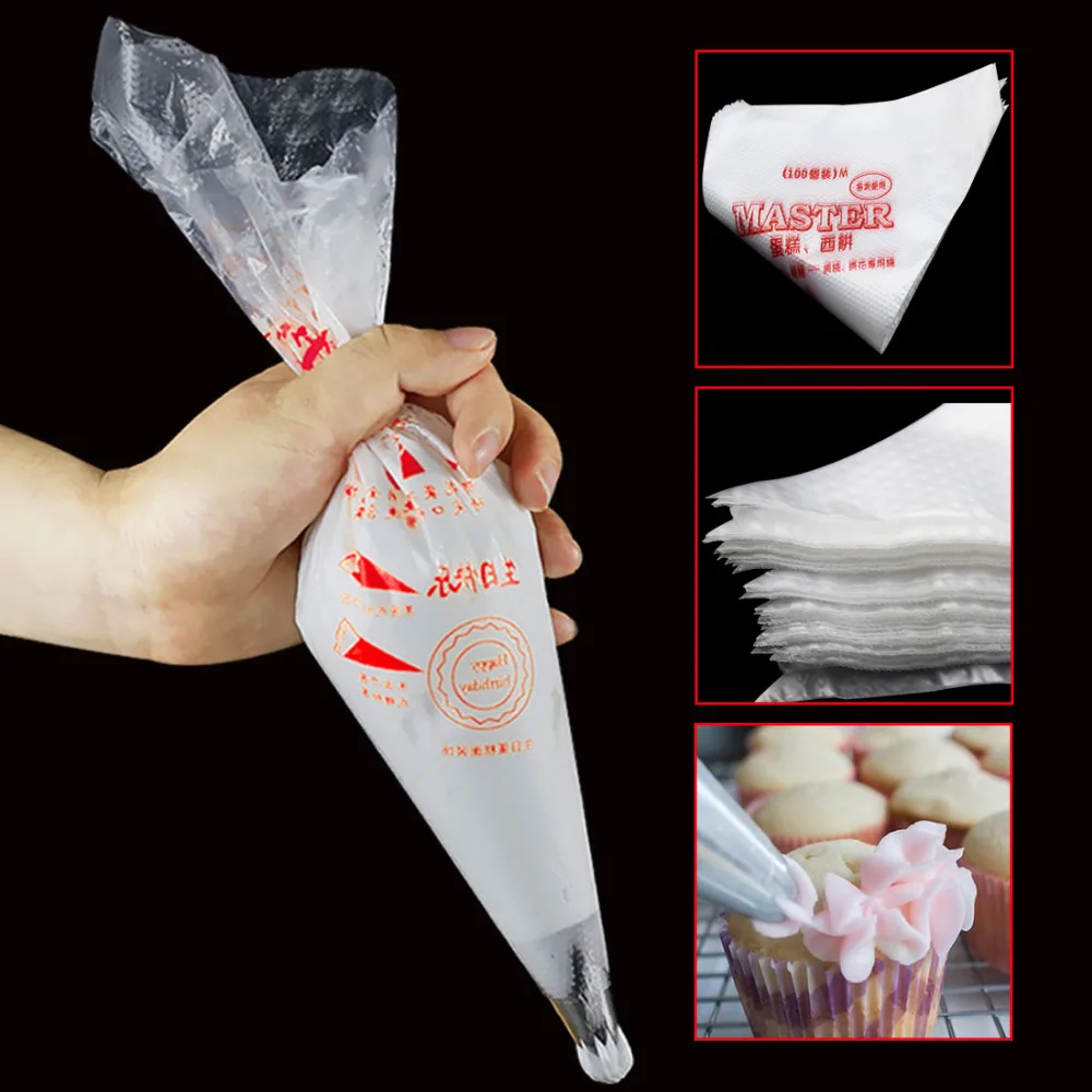 

100Pcs/Set Disposable Large Pastry Bag Cake Pastry Cupcake Icing Piping Nozzle Cake Wedding Party Home cake Decorating Bags