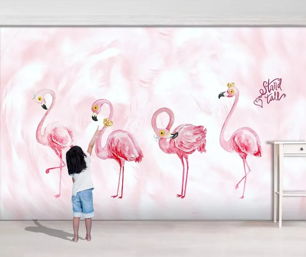 

Современный минимализм ins ручная роспись скандинавский фон настенные картины пернатых фламинго
