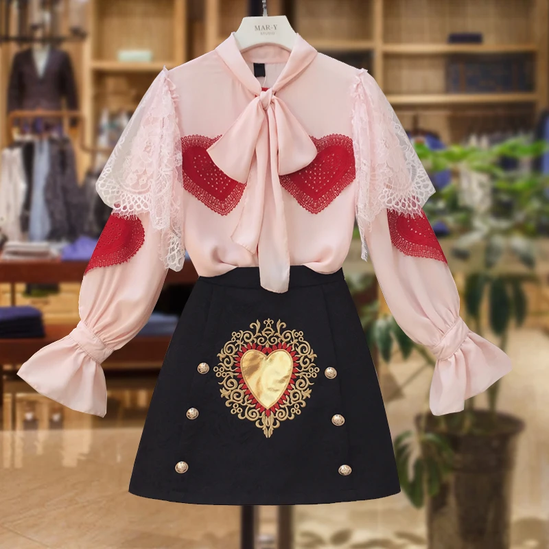 HAMALIEL Runway Женский комплект из 2 предметов весенний розовый шифон кружево с