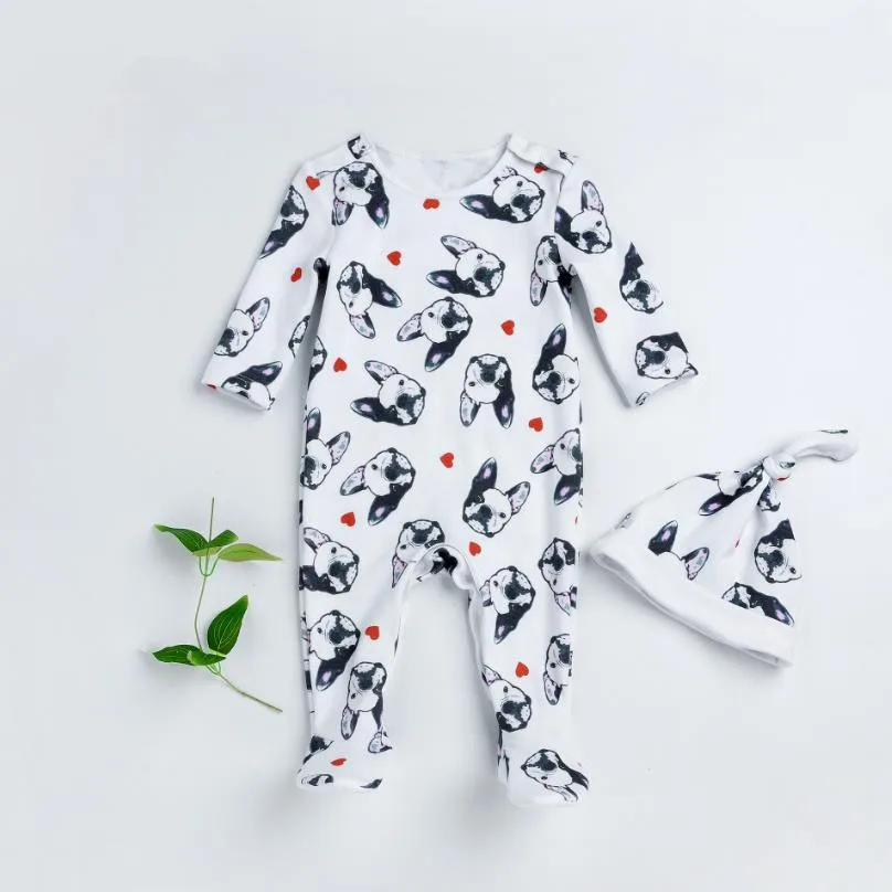 

Puppy Prints Baby Rompers clothes long sleeved coveralls newborns brand white Boy Girl Cotton baby Clothing for Autumn/Winter