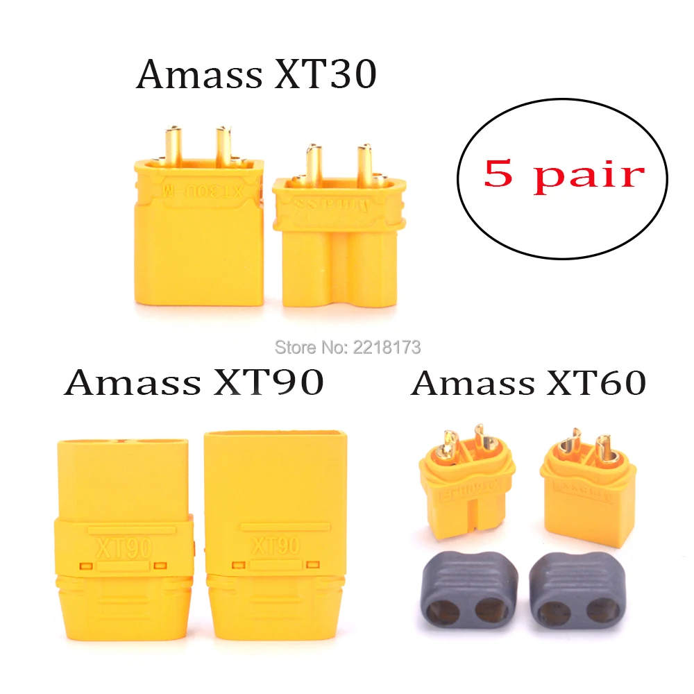 

5 Pairs Amass XT30 XT60 XT90 XT-30 XT-60 Male Female Bullet Connectors Plugs kit parts For RC Lipo Battery FPV Drone Quadcopter