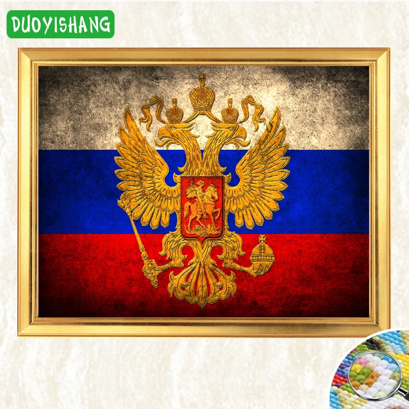 DUOYISHANG 5D DIY винтажная картина с российским флагом и алмазной вышивкой полностью