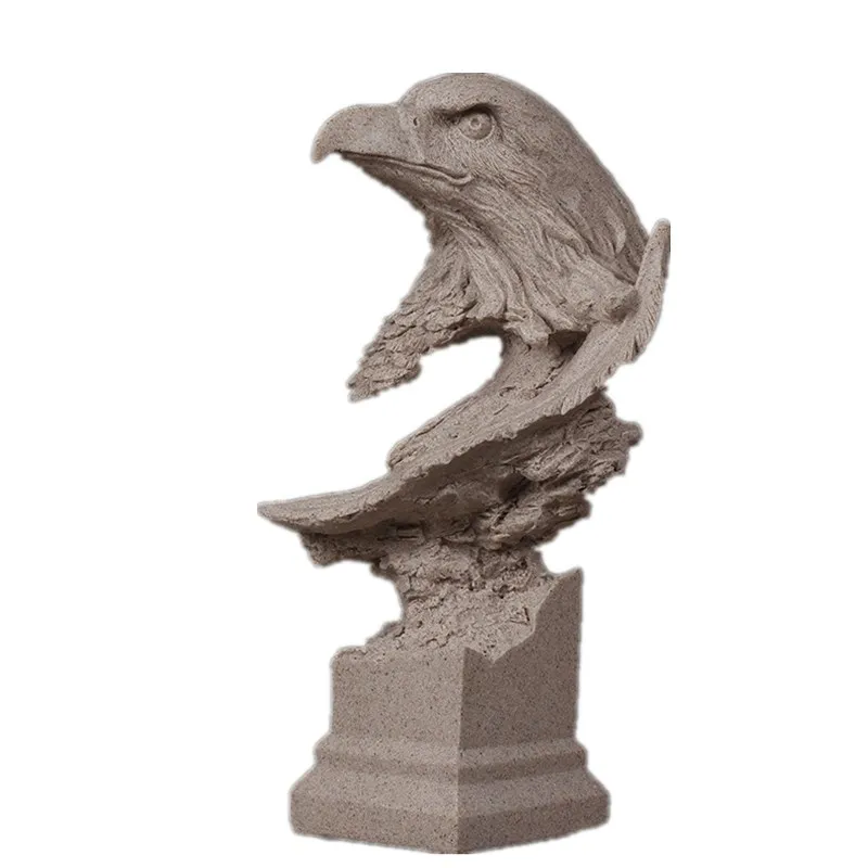  Sandstone Lion Wolf Pig Eagle Horse Head Bust Figurine Animal Statue Resin Art&Craft Home Bedroom C - 32975863272