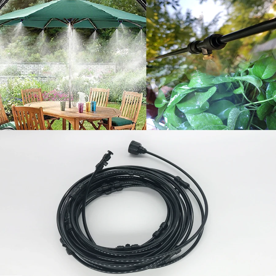 

Outdoor Misting Cooling System Kit for Greenhouse Garden Patio Waterring Irrigation Mister Line 6M-18M System