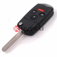 Keyecu Keyecu Folding Remote Key Shell Case Fob 4 Button for Accord CR-V Civic Pilot Fit W/ Button Pad 2003-2013