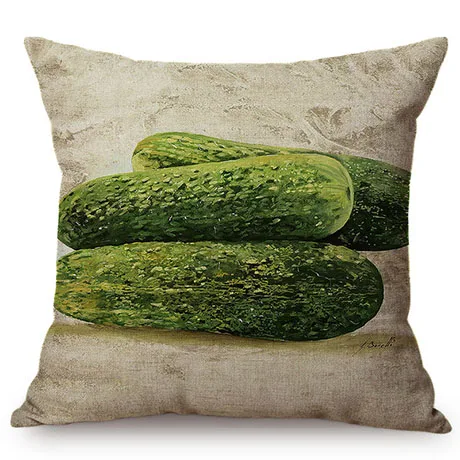 Nordic Farm Autumn Harvest Crops Oil Painting Art Style Decorative Cushion Cover Chili Olive Radish Linen Sofa Throw Pillow Case K118-7