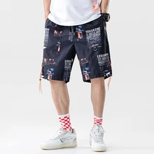 Новинка; Лидер продаж летние Для мужчин Пляжные шорты быстросохнущая с креативным принтом эластичная кулиска на талии тренировки мужские свободные шорты-шаровары с рисунком