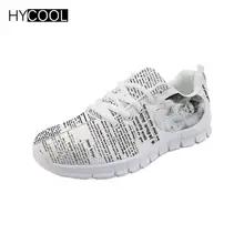 HYCOOL кроссовки для бега, газетный рисунок, женские кроссовки с дышащей сеткой, женская спортивная обувь на шнуровке, удобная спортивная обувь