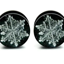 1 пара, снежинка, рождественское ушное кольцо, пробка, акрил, телесный туннель, пирсинг, ювелирные изделия