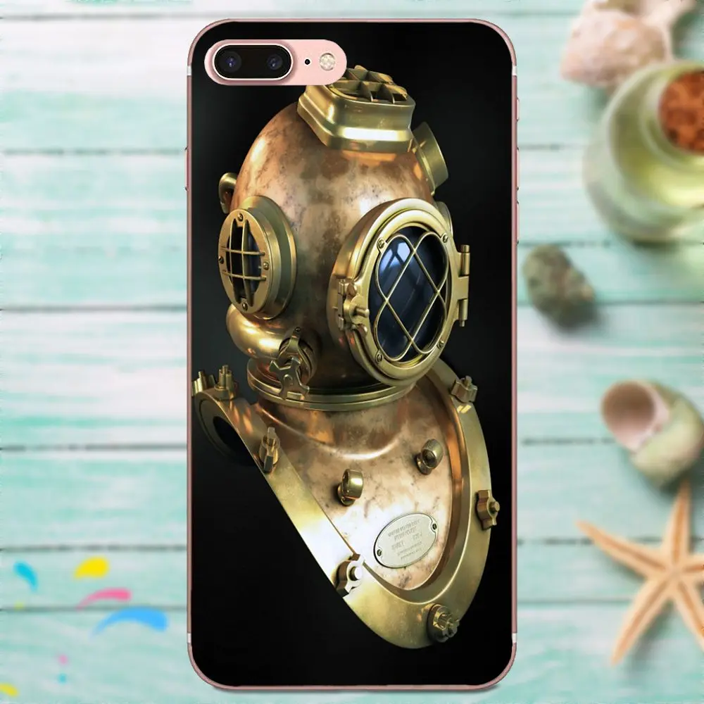 Чехол для задней панели телефона Apple iPhone X XS Max XR 4 4S 5 5C 5S SE 6 6S 7 8 Plus подводный шлем