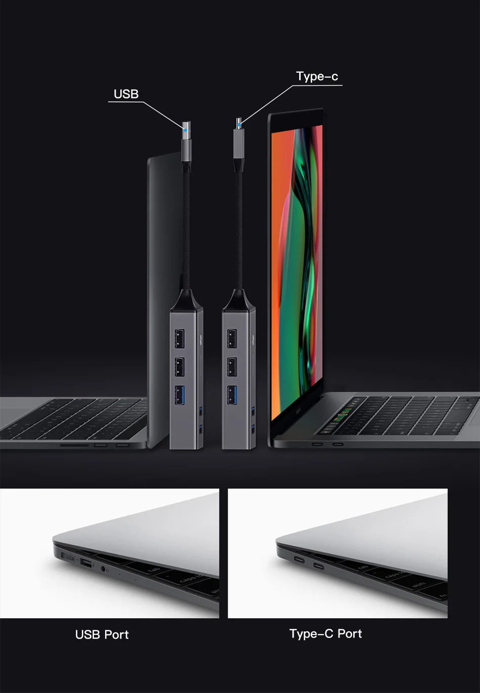 Baseus 5 портов USB C концентратор до 3,0 usb type C для MacBook Pro type C концентратор 3,0 usb-хаб для DELL ThinkPad ASUS светодиодный Micro usb-хаб