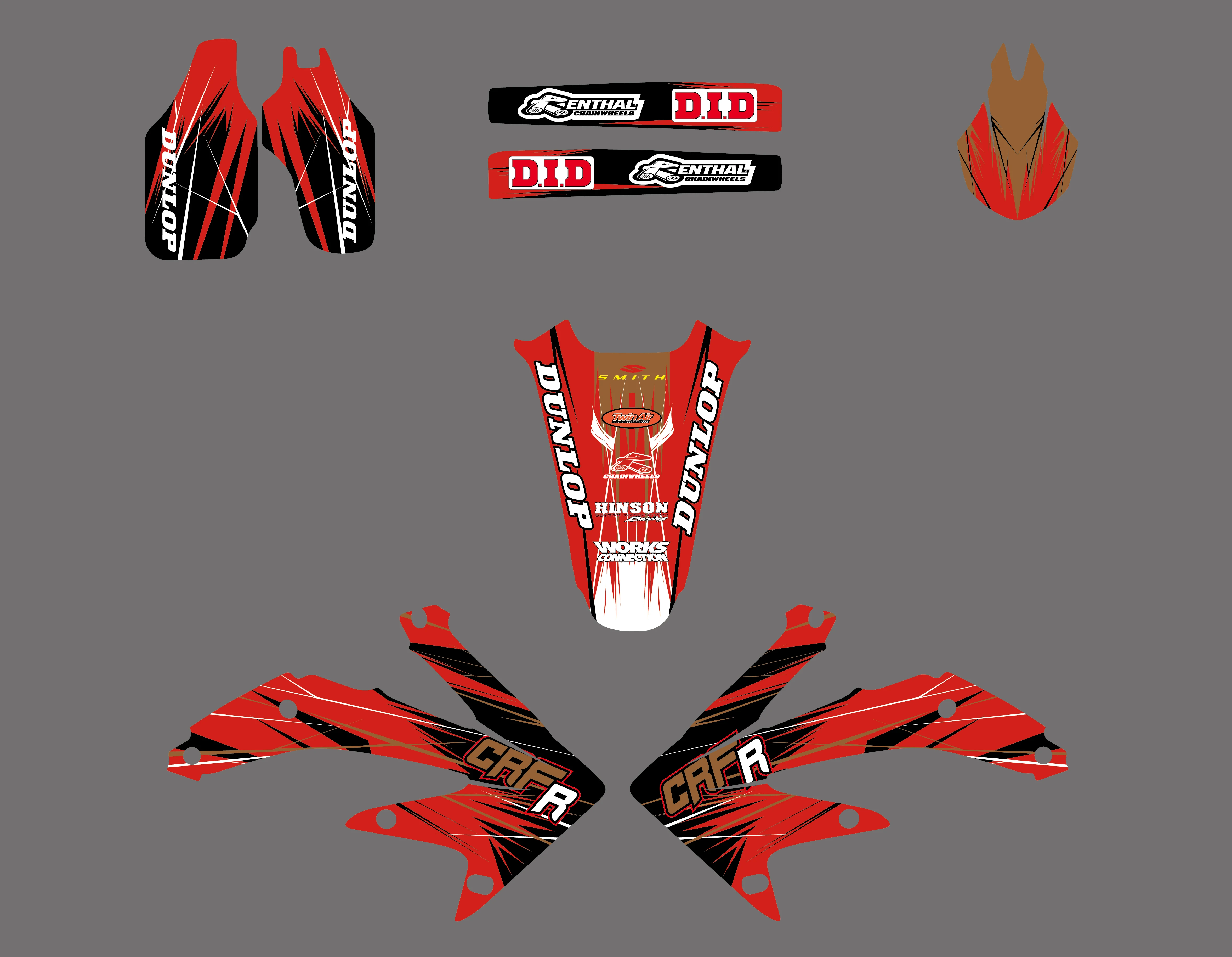 H2CNC графика и фоны наклейки Набор для Honda CRF450 CRF450R 2005 2006 CRF 450 450R|sticker kit|crf 450decal kit |