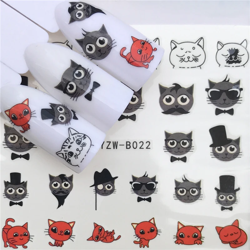 YWK 31 стили мороженое/кошка/черный и белый бант дизайн ногтей переводные наклейки DIY Советы