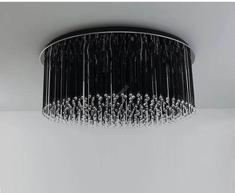 Luminárias de Teto de Cristal Conduziu a Lâmpada do Teto Quarto de Luxo Sala de Estar Preto Lampara Techo Plafondlamp Rodada Lustre 8 Luzes e Iluminação