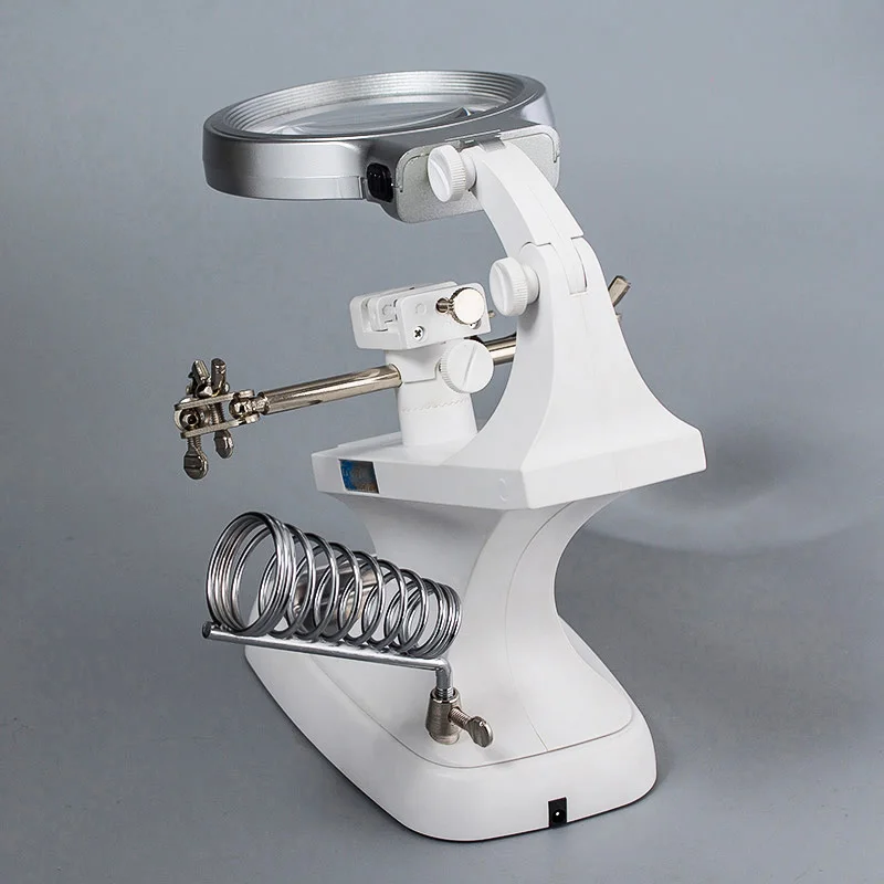 Xinxiang Magnifier 3X 4.5X Welding Magnifying glass LED illumination Soldering Iron magnifier Alligator Clip Hold Clamp Loupe    (2)