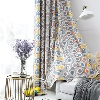 

Modern Fashion Window Home Decoration Geometric Blackout Curtains For Living Room Bedroom Boy Curtain White Jacquard Tulle 186#4