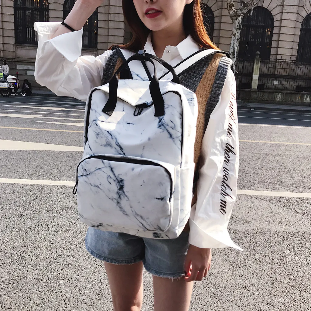 backpack travel Women Marble Pattern Large Capacity Bags Package Shoulder Bags backpack school student bag backpacks Ju17