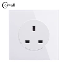 Coswall Хрустальная стеклянная панель 13A Великобритания Британский стандарт настенная розетка с заземлением с защитным замком от детей