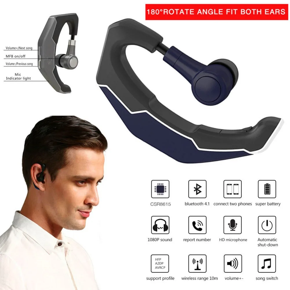 Bluetooth Headse Wireless Bluetooth Headphone with Microphone Hands Free Earphone Sport Running for Bluetooth Devieces iPhone X