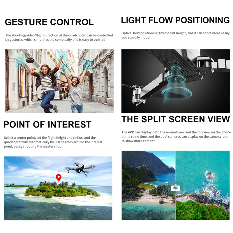  Visuo ZEN K1 GPS RC Drone with 4K HD Dual Camera Gesture Control 5G Wifi FPV Brushless Motor Flight