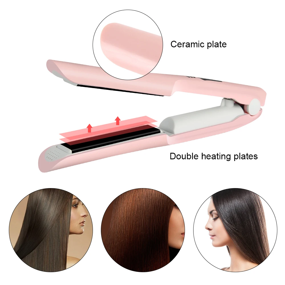 Wireless USB Hair Straighteners Fast Heating Flat Iron Ceramic Curler Curling Irons Charger Straightening | Электроника