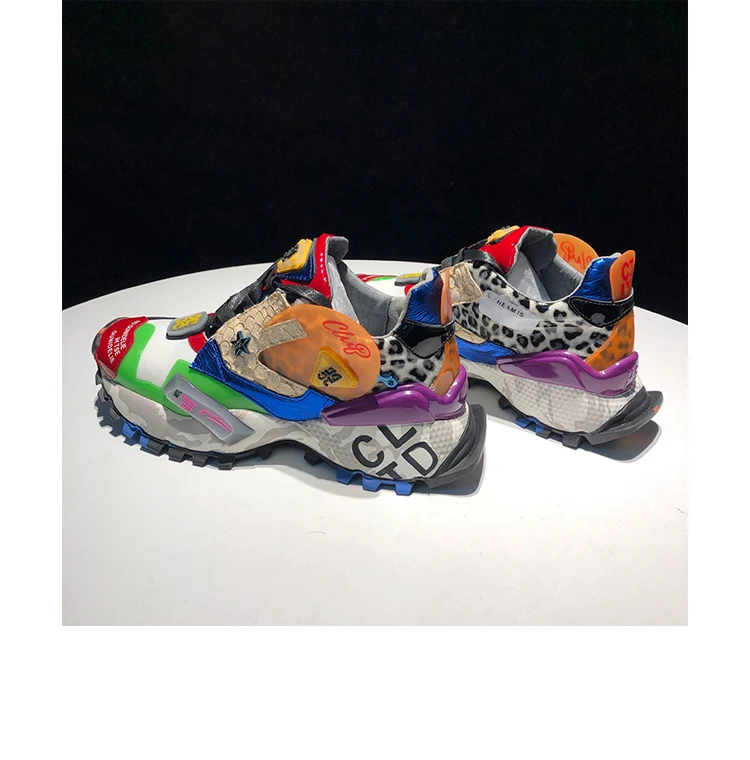 Prova perfetto Горячее предложение дизайн женские кроссовки обувь звезда смешанные цвета универсальные Красочные Натуральная кожа платформа папа кроссовки