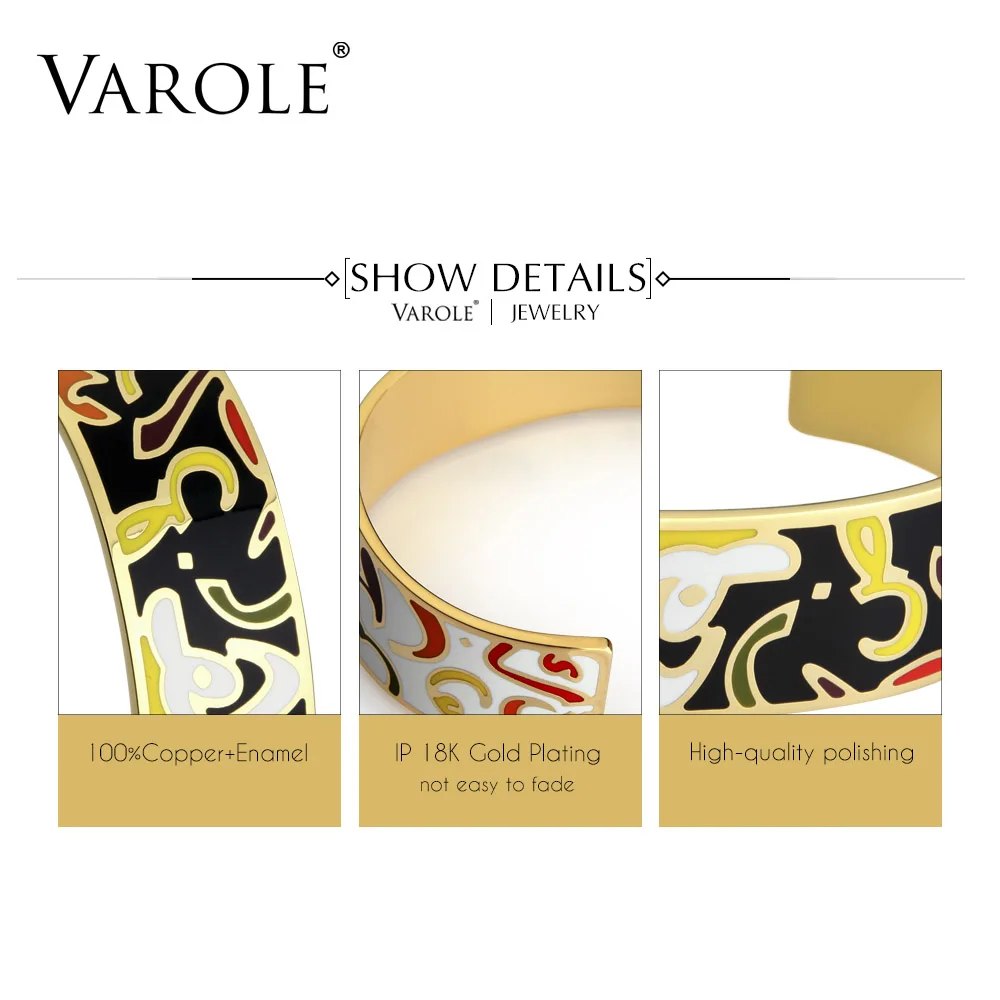 VAROLE Greetings Text Color Enamel Cuff Bracelets & Bangles For Women Charm  Bangle Party Trendy Bracelet Jonc Jewelry Gift - AliExpress